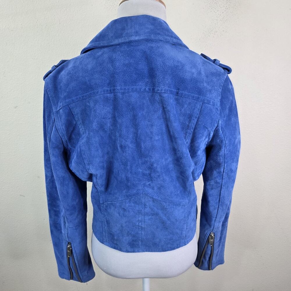SL8 Jacket Womens Size Small Blue Leather Moto Asymmetrical Zip Biker Short - Picture 4 of 13
